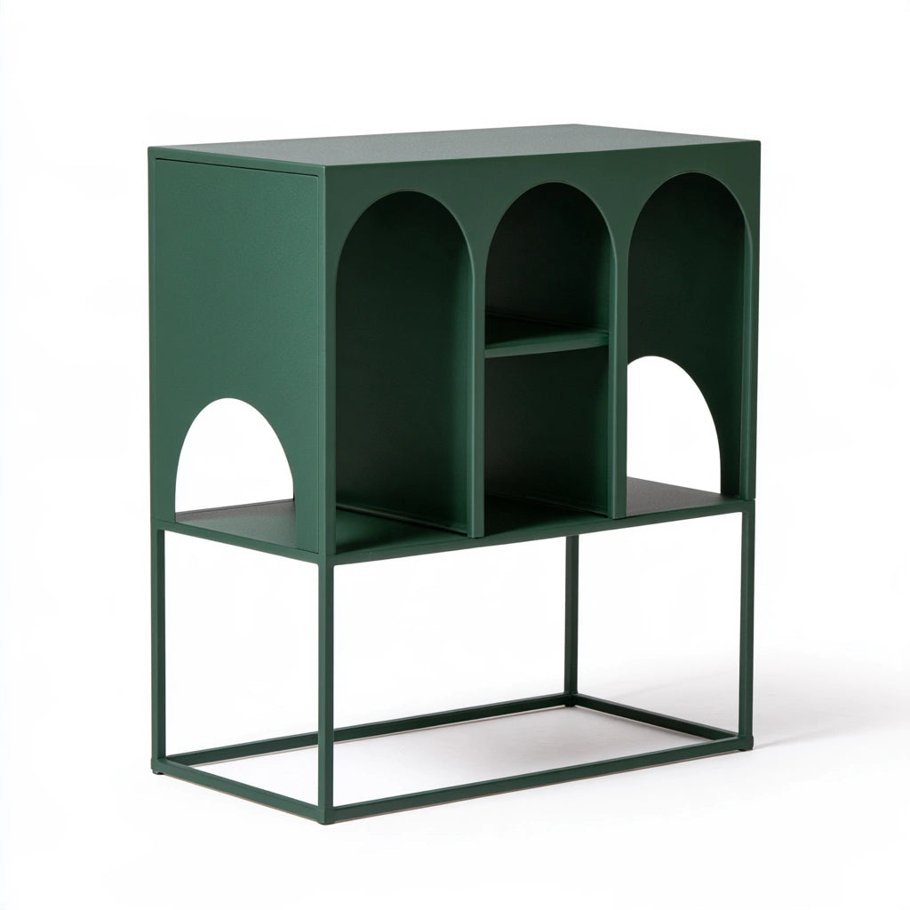Table d'appoint en métal à trois niveaux, coloris vert forêt
