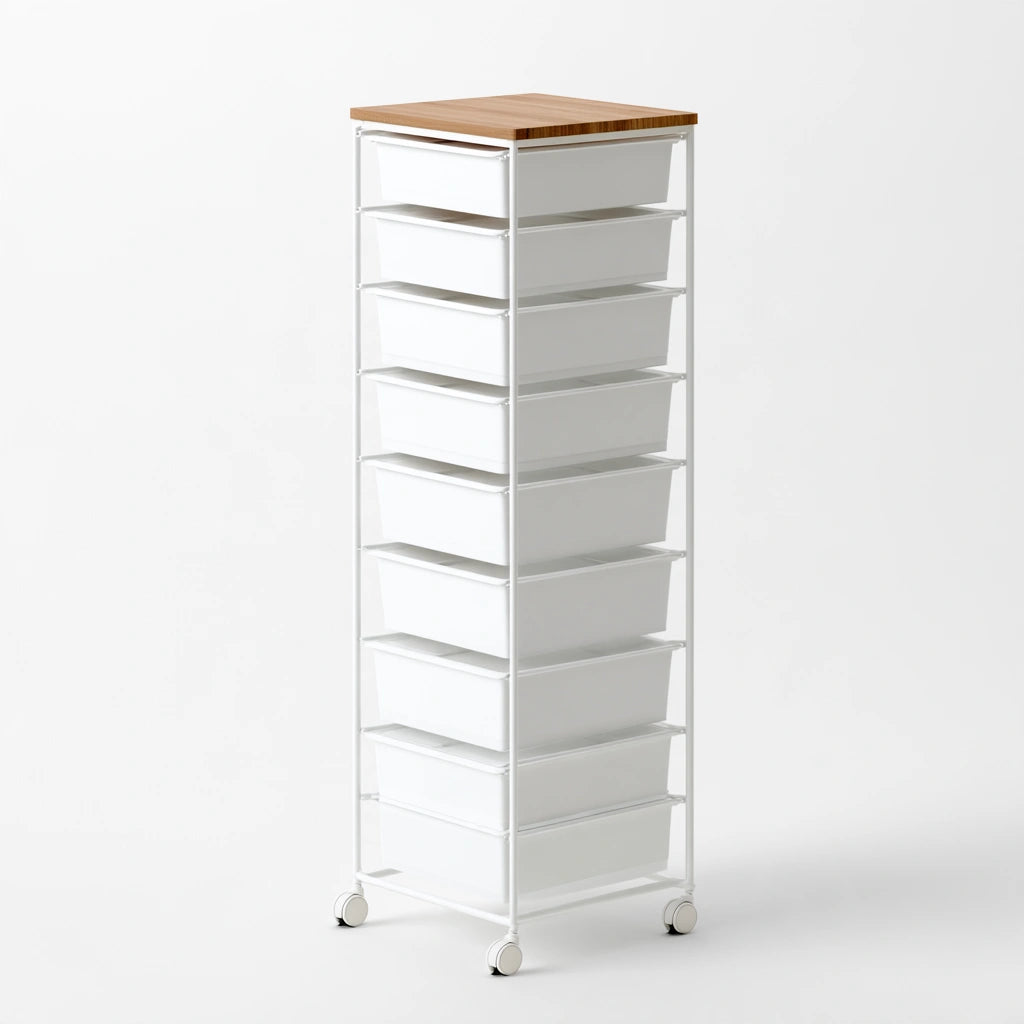 Chariot de rangement en métal, coloris blanc
