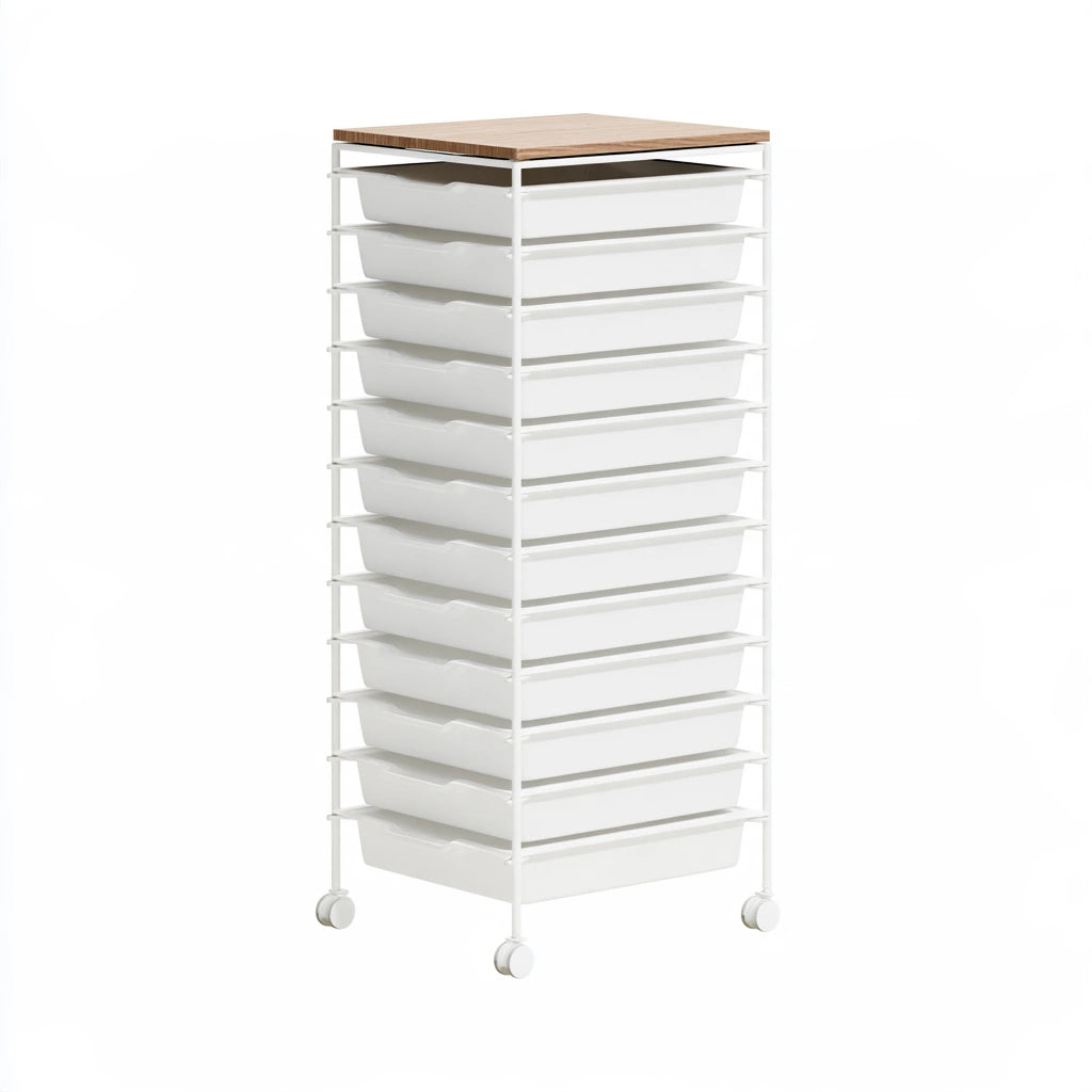 Chariot de rangement en métal, coloris blanc