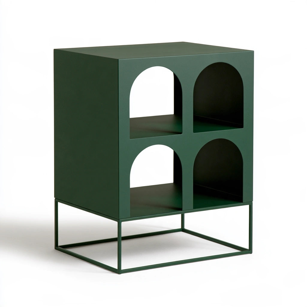Table d'appoint en métal à trois niveaux, coloris vert forêt