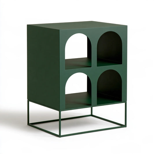 Table d'appoint en métal à trois niveaux, coloris vert forêt