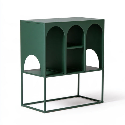Table d'appoint en métal à trois niveaux, coloris vert forêt