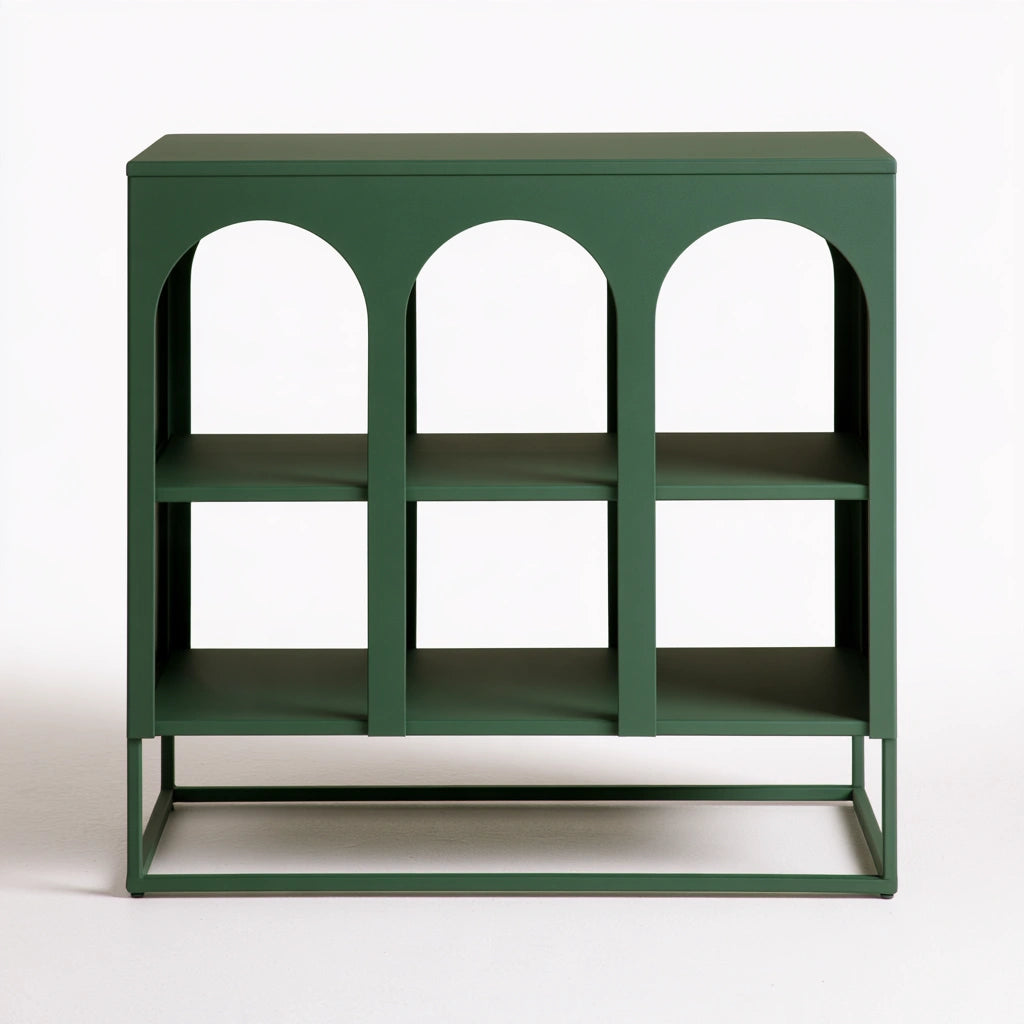 Table d'appoint en métal à trois niveaux, coloris vert forêt