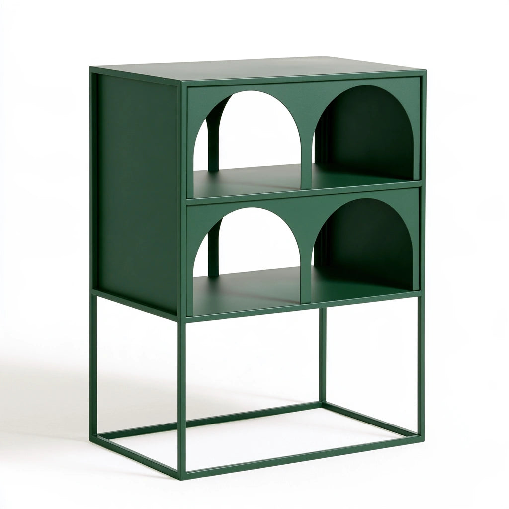 Table d'appoint en métal à trois niveaux, coloris vert forêt