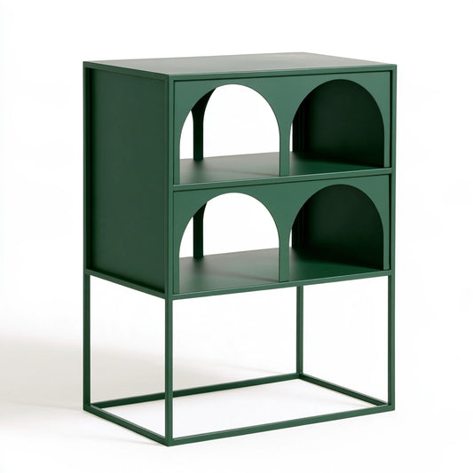 Table d'appoint en métal à trois niveaux, coloris vert forêt