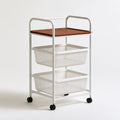 Chariot de rangement aux lignes épurées sur roulettes à trois niveaux, coloris gris