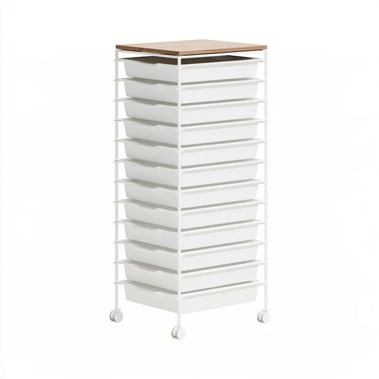 Chariot de rangement en métal, coloris blanc