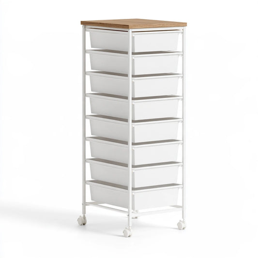 Chariot de rangement en métal, coloris blanc