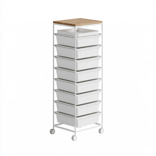 Chariot de rangement en métal, coloris blanc